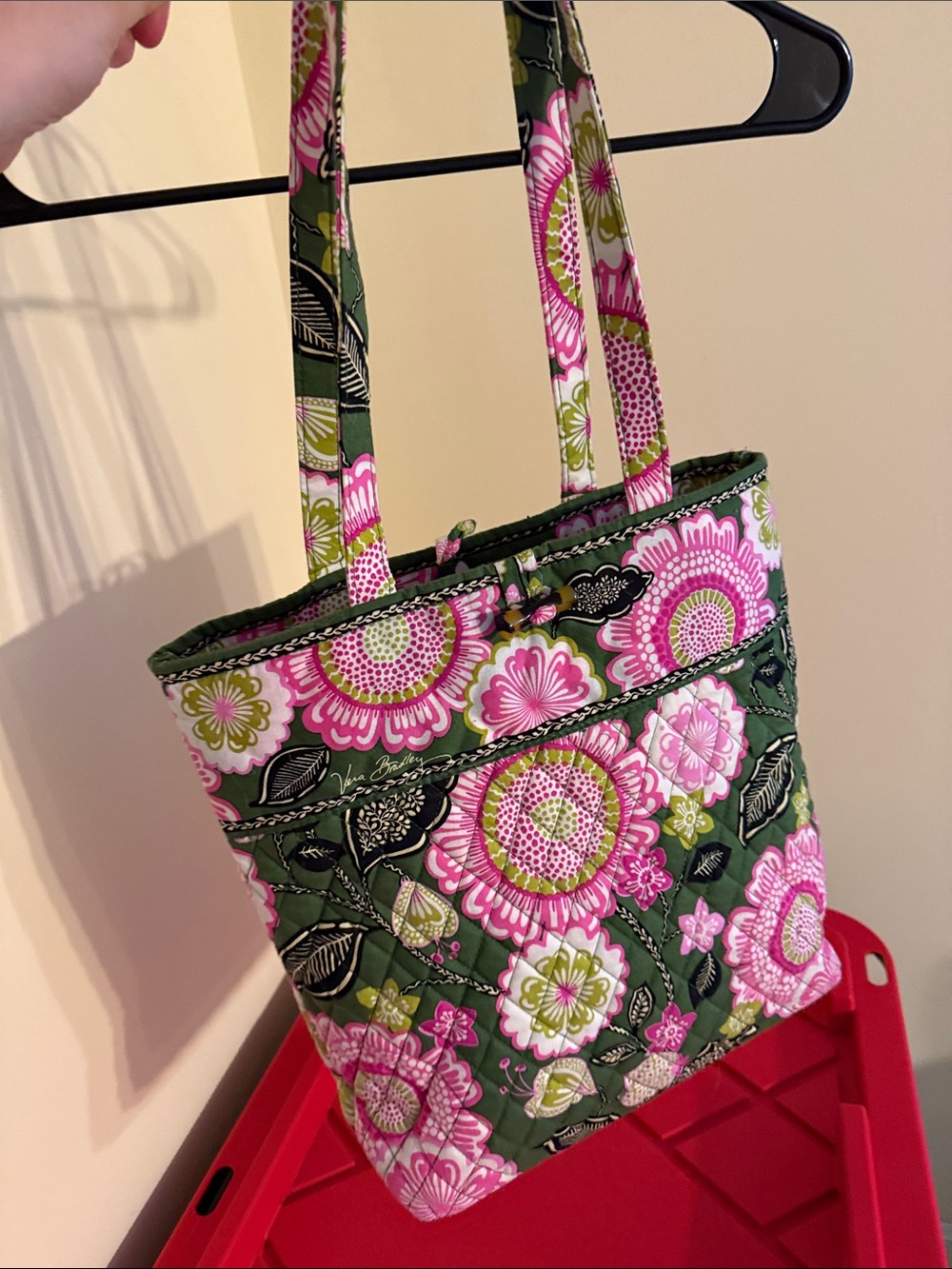 Vera Bradley  Quilted Tote Bag in Pink & Green